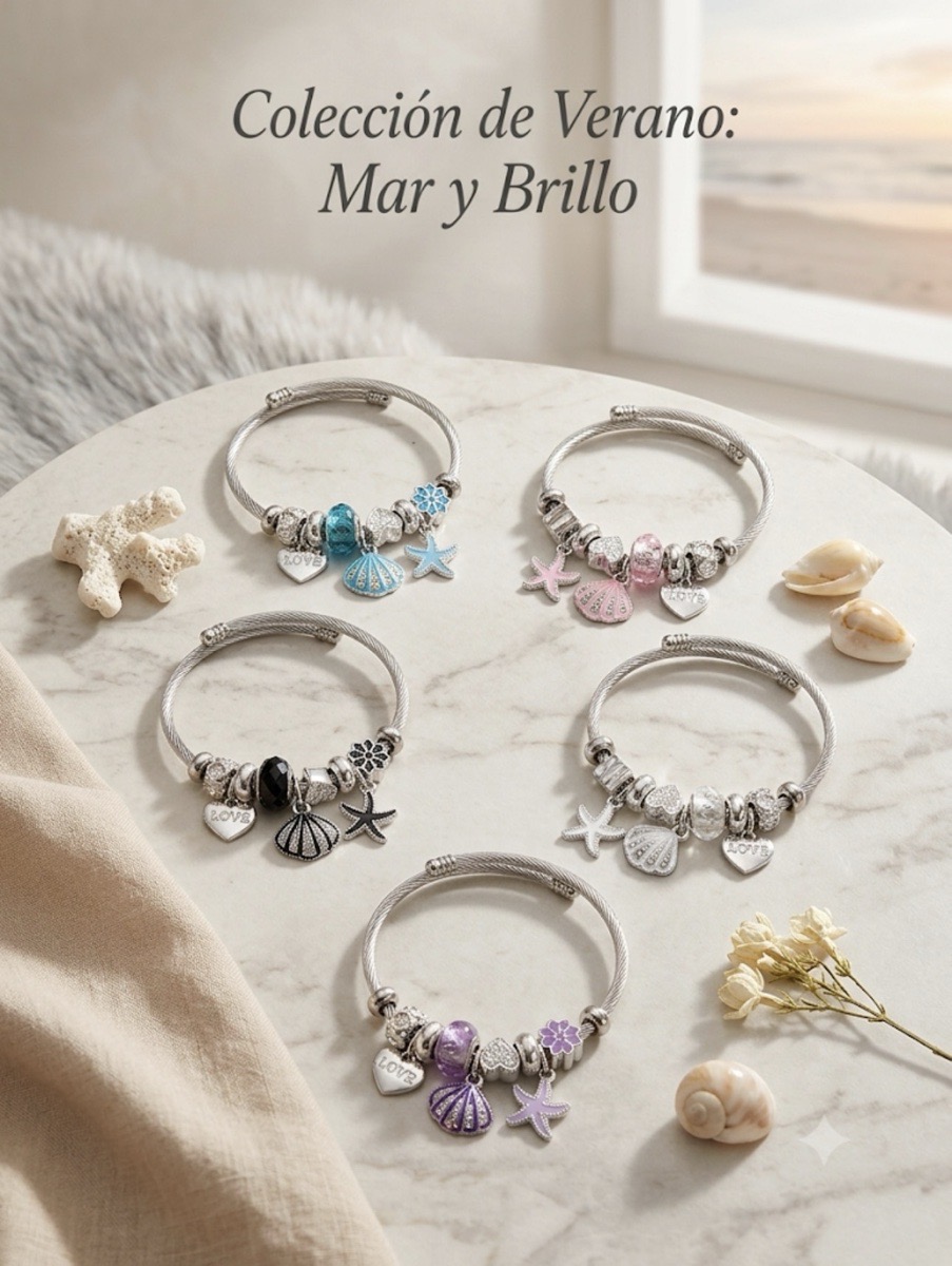 PULSERAS PLATA CON ABALORIOS